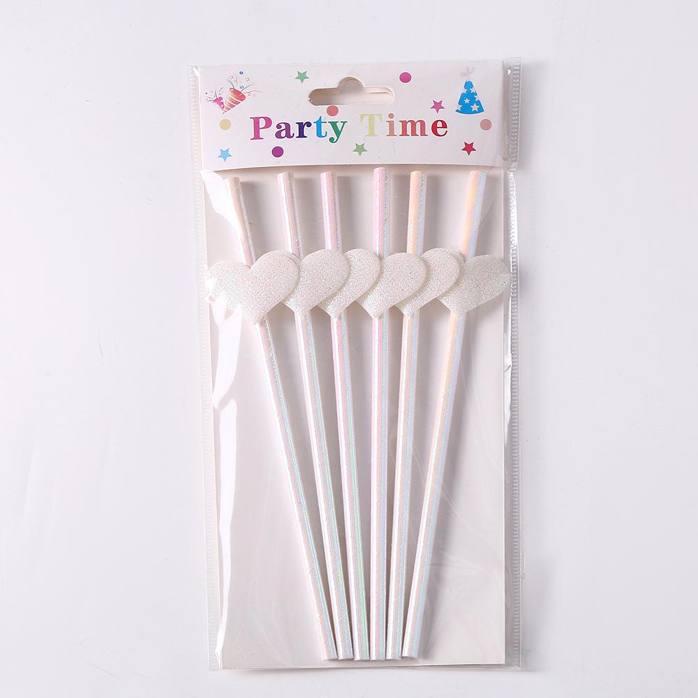 Heart Card Paper Straws for Valentine's Day Cocktail Party Decoration
