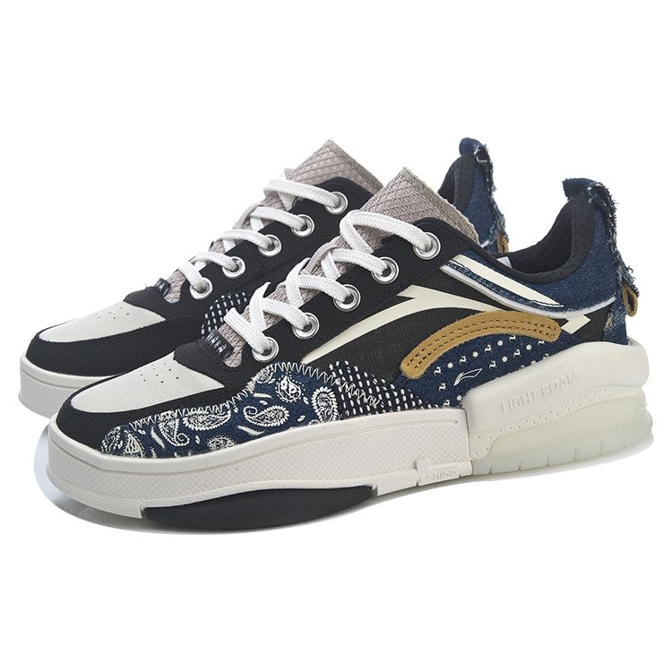 Li Ning Wei Wu Zen Elastic Classic Low-Top Skate Shoes Women Skate Shoes Gray Black Blue AGCR214-1