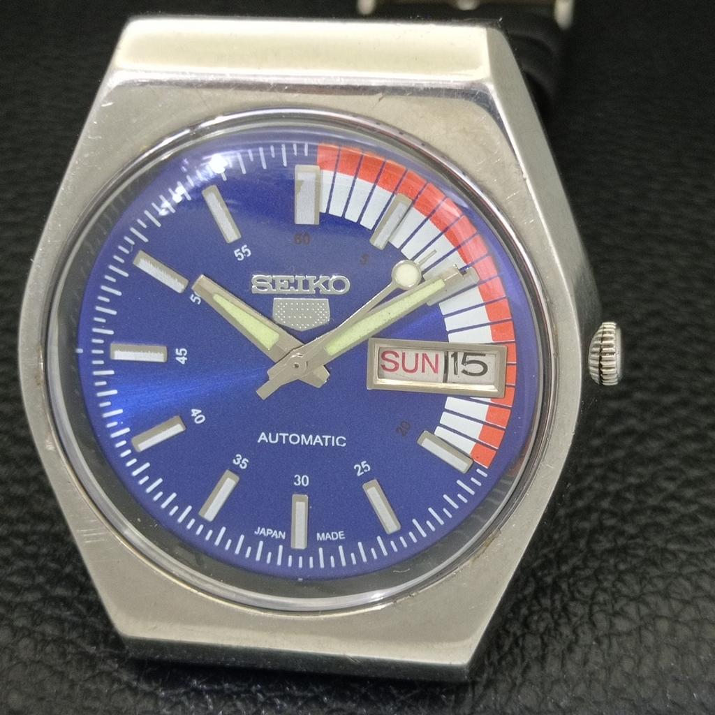 JAPAN VINTAGE SEIKO 5 AUTOMATIC 6309A MENS BLUE COLOR DIAL WATCH A701456-5 R206b-a701456