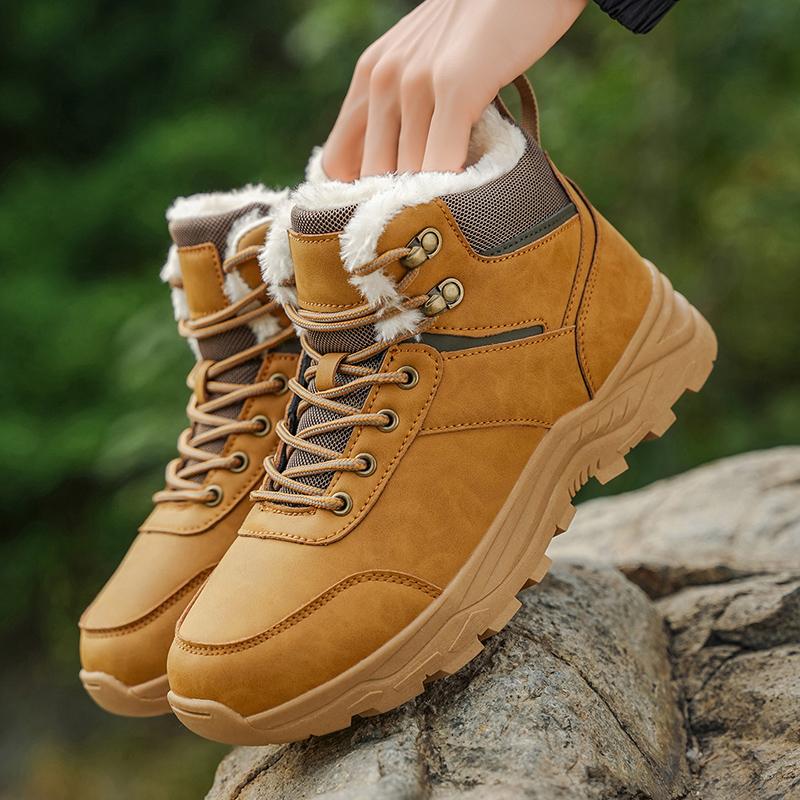 TUINANLE Ghete de iarnă pentru bărbați, călduroase, izolate, pantofi de drumeție, ghete de zăpadă pentru exterior, antiderapante, de înaltă calitate