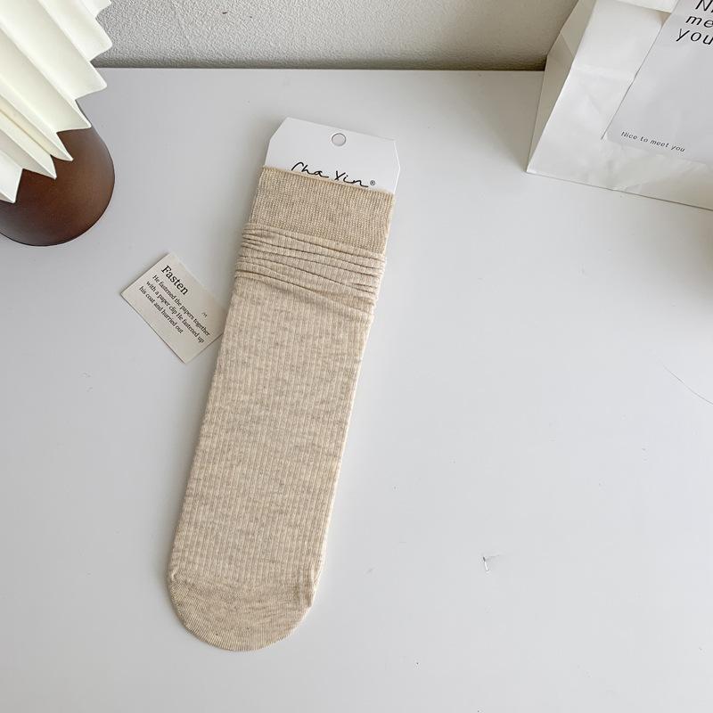Anti Pilling Thin Strip Ultra Thin Solid Color Basic Boneless Stacking Socks Trend Straight Socks Thin