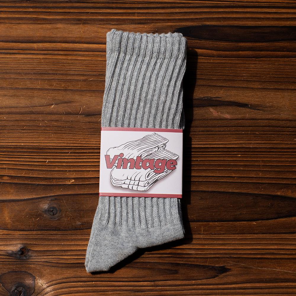Ami Haki Retro Pamuklu Orta Boy Çoraplar - Unisex Sonbahar/Kış Stili