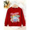 Unisex Kids Crewneck Sweatshirt, Florida Summer Dolphin Palm Tree Floral Print Pullover, Boys Girls Beach Casual Sweatshirt For Kids Over 4 Years Old