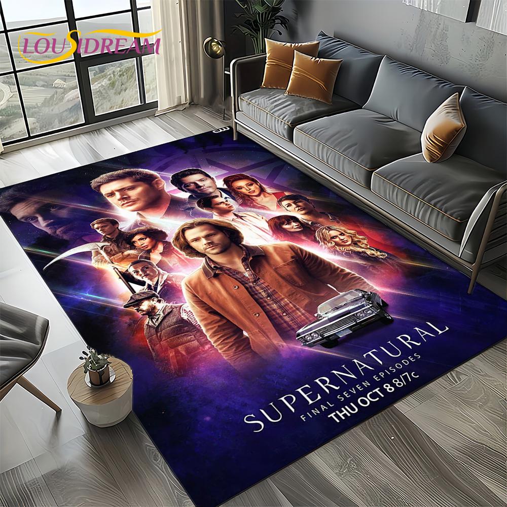 3D SPN Supernatural Sign Dean Sam Carpet Rug for Living Room Bedroom Home Sofa Decoration,Kids Play Area Rug Non-slip Floor Mat