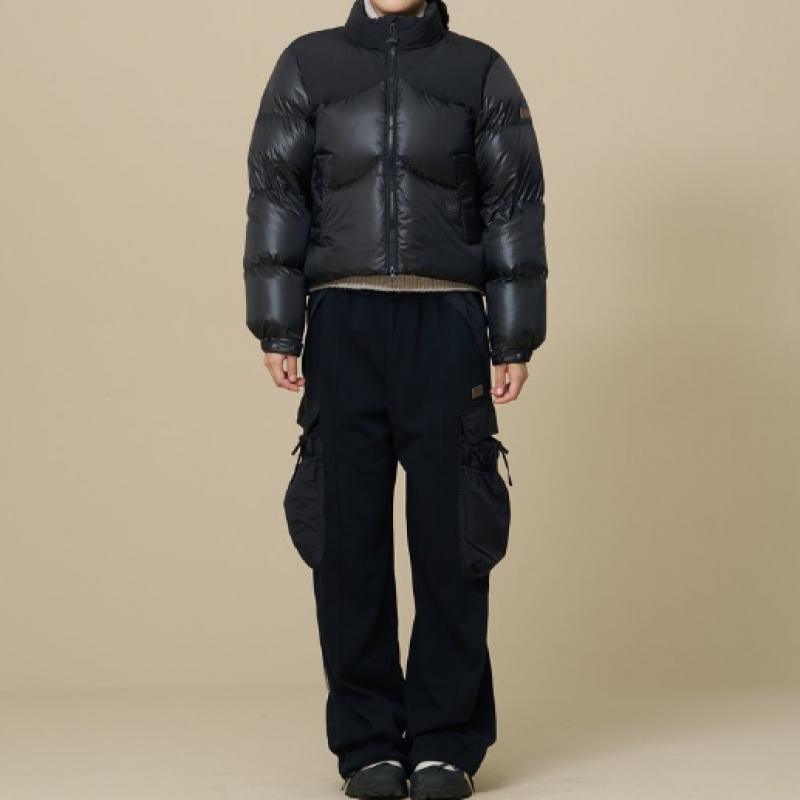 Woven Patch String Cargo Pants Black