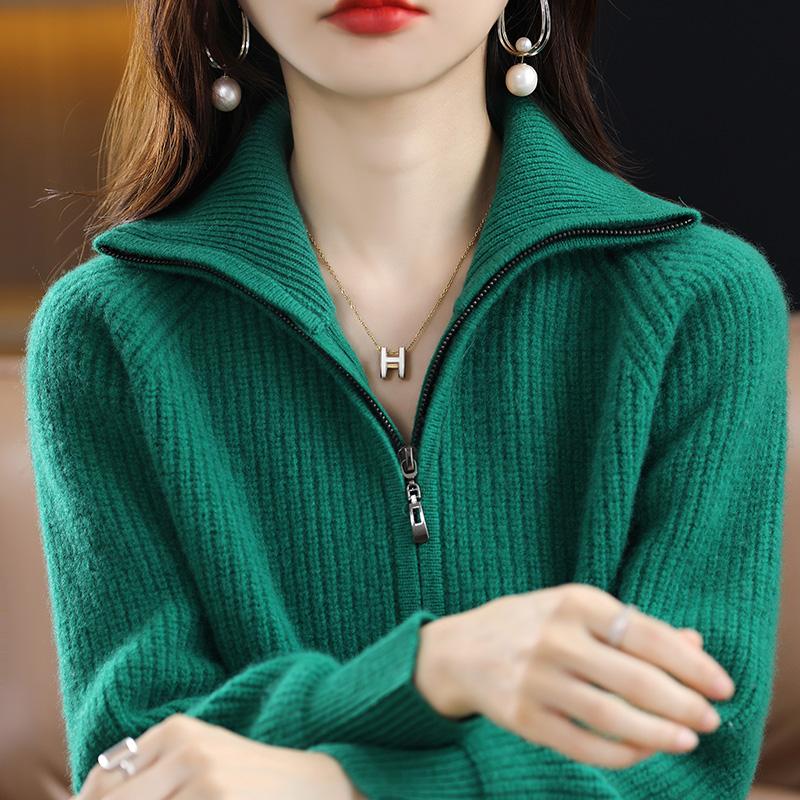 Cardigan damă din cașmir Qinghe cașmir 30% cașmir 70% lână toamnă și iarnă cardigan îngroșat din cașmir moale și cald