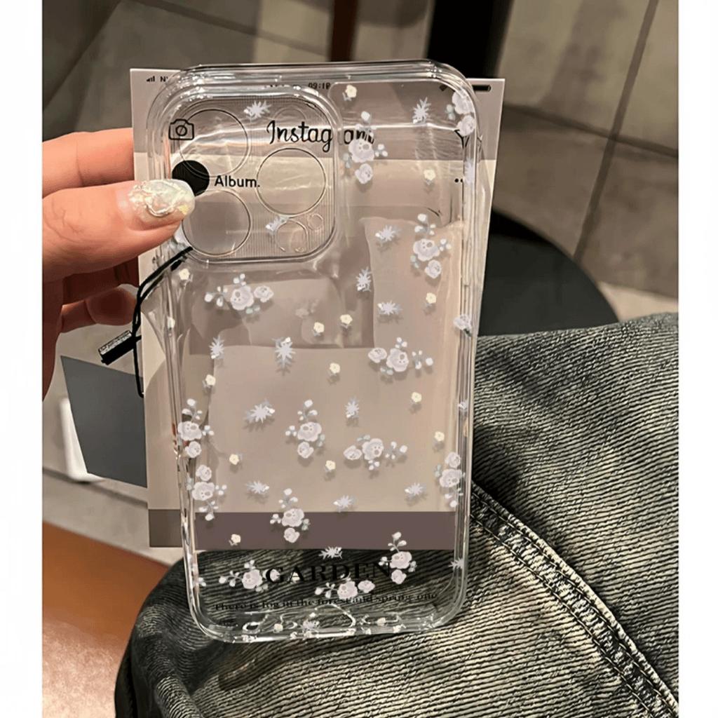 Fresh English Purple floral iPhone17Promax mobile phone case for Apple 16promax space case 15
