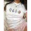 Oyster Design Pattern Slimfitting Shortsleeved Top Fashion Clothing Summer Female Graphic Printed T Shirt Casual Streetwear