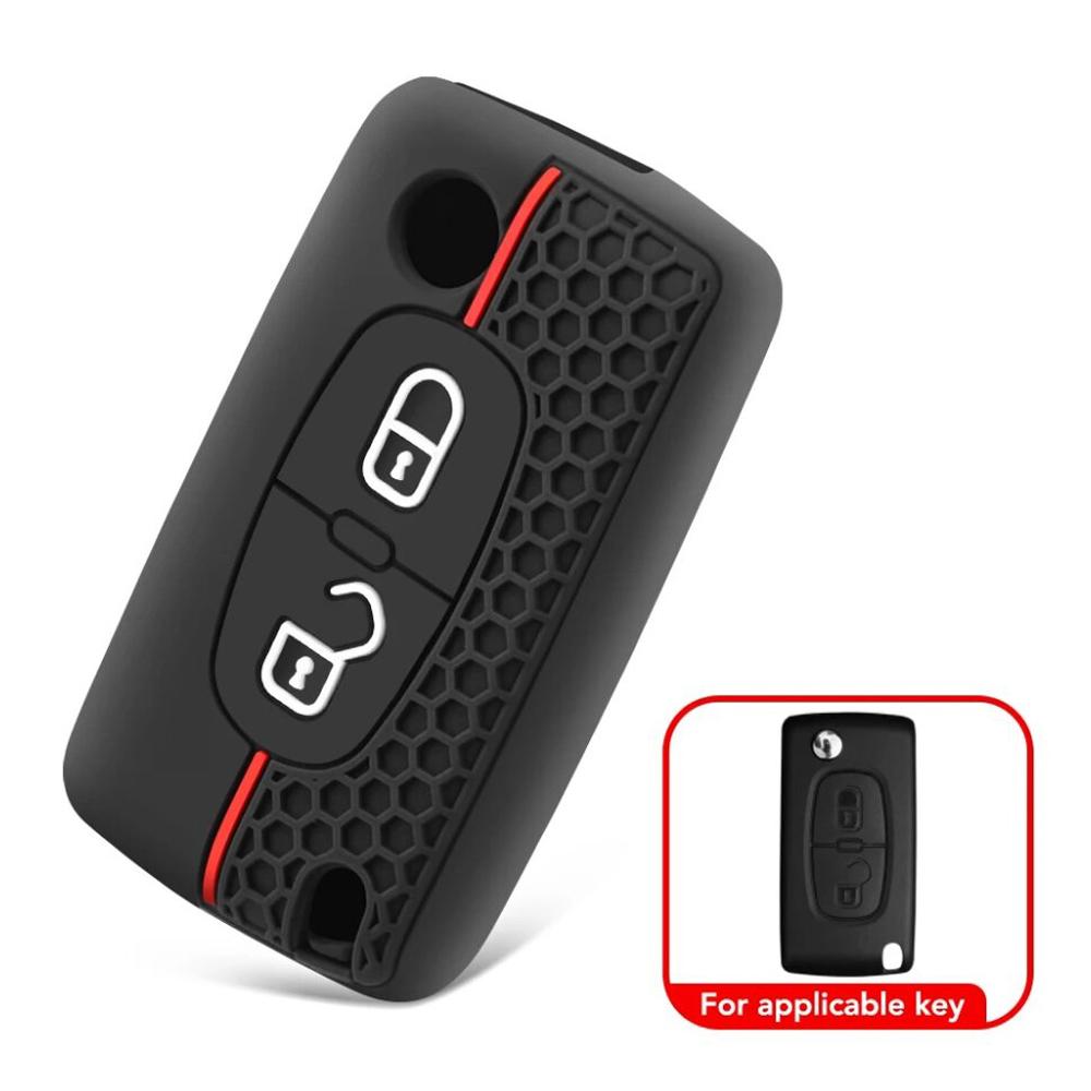 Citroen C2 C3 C4 C5 C6 Xsara Berlingo Peugeot 207 307 308 407 607 807 Koruyucu Anahtarlık İçin Silikon Flip Uzaktan Kumandalı Araba Anahtarı Kılıfı
