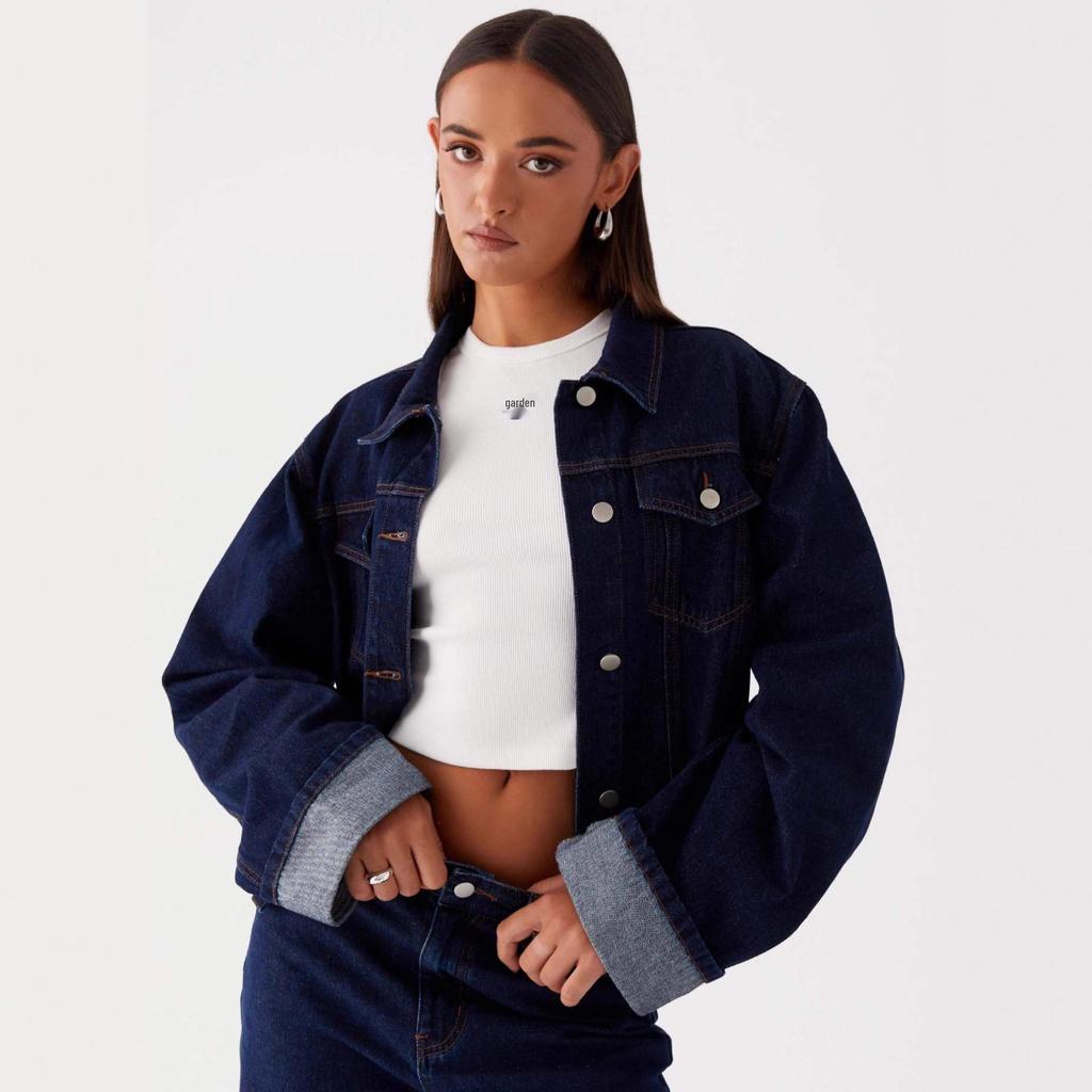 European Lapel Casual Women's Denim Jacket