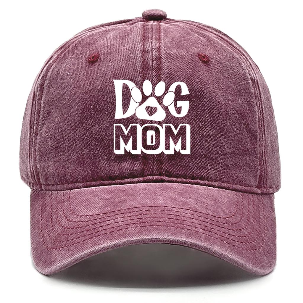 DOG MOM Print Adjustable Sun Hat Cotton Caps For Man Washed Retro Raw Brim Snapback Caps Ideal Choice For Casual Wear