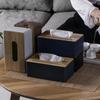 Square Napkin Holder Bamboo Cover Paper Storage Organizer Storage Box Tissue Box  Household