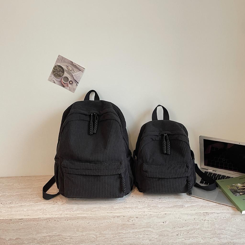 Schoolbag Corduroy Small Backpack Women's New Japanese School Bag of the Season Casual Simple Versatile Travel Shopping Soft Girl Backpack