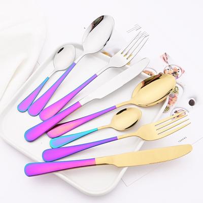 Set di posate in acciaio inossidabile Coltello Forchetta Cucchiaio Posate Stoviglie con Manico Colorato Set di Stoviglie per la Cucina di Famiglia 4 Pezzi Servizio per 1