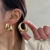 Women's Luxury Textured Metal Hoop Earrings - Versatile Niche Design