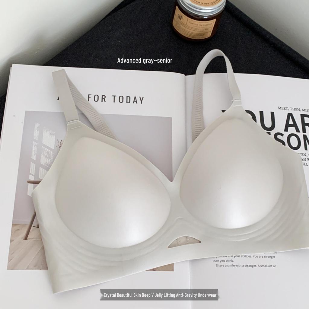 Jelly Soft Seamless Ice Silk Thin Bra for Women - Small Chest Support, Anti-Sagging, Wire-Free, Gathered Style