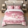 Unicorn Theme Custom Text Or Name 3Pcs Bedding Set 1 Flat Sheet & 2 Pillowcases Personalized Home Bedding