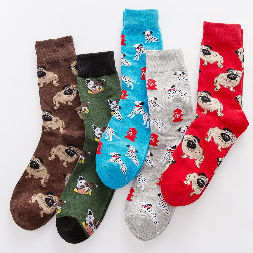 1 Pair Kawaii Dog Women Socks Happy Funny Socks Fruit Harajuku Candy Colors Mid Socks Casual Crew Socks Women Size 35-42