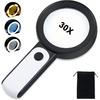 Magnifying Glass 18 LED Lights 30X Double Glass 3 Modes High Power Lens Handheld Illuminated Magnifier Reading  Tool
