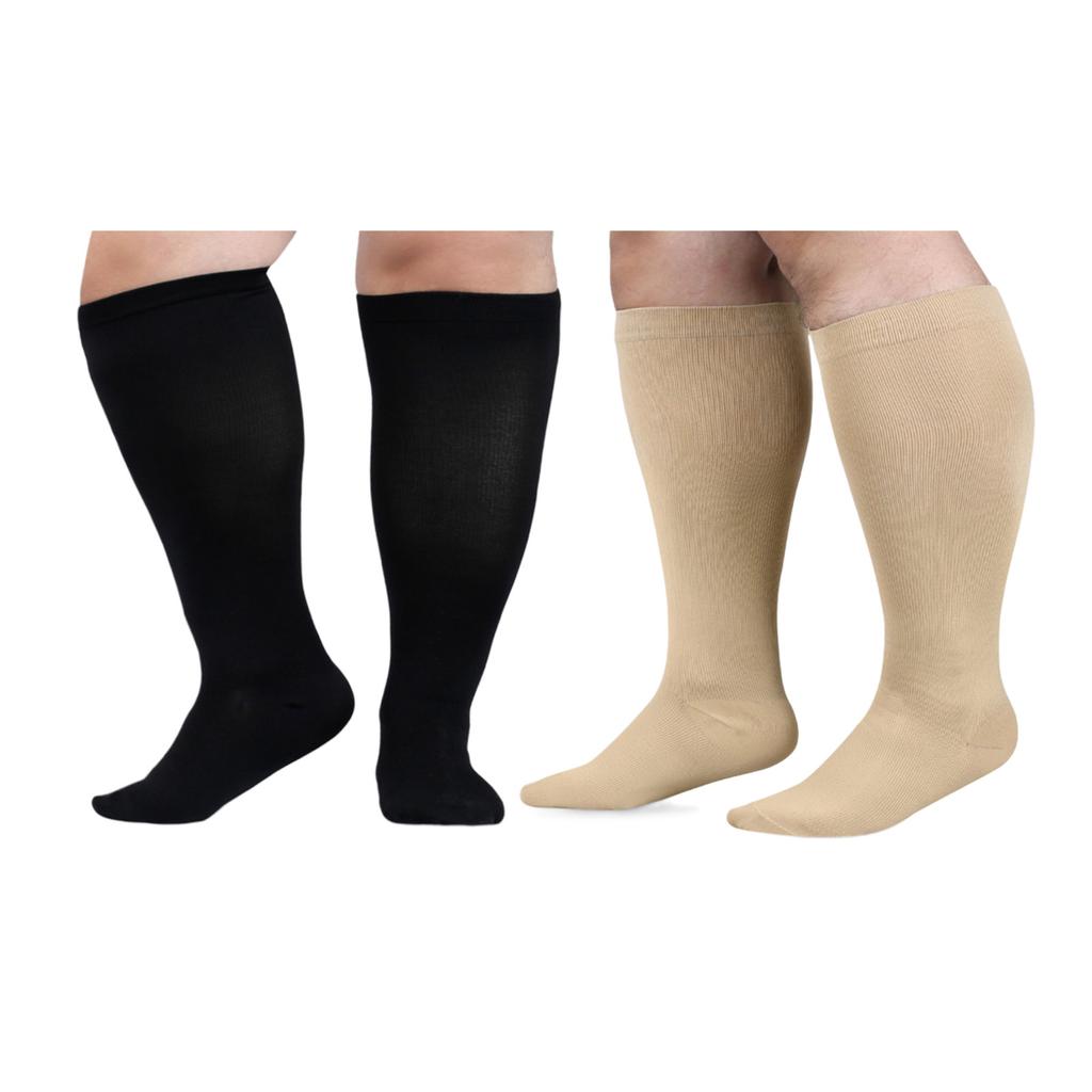1 Pair Large Size Compression Socks for Women and Men Wide Calf Extra-Large Knee High Support Stockings for Circulation