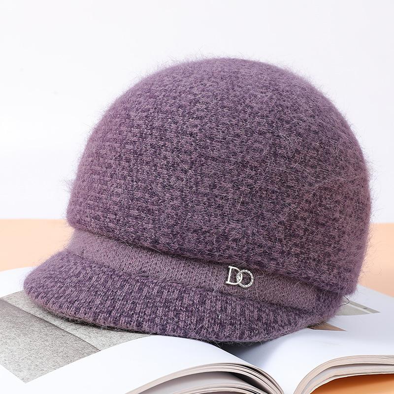 Wool hat in old man thickened grandma rabbit hair warm hat autumn and winter mother hat women cold knitted hat
