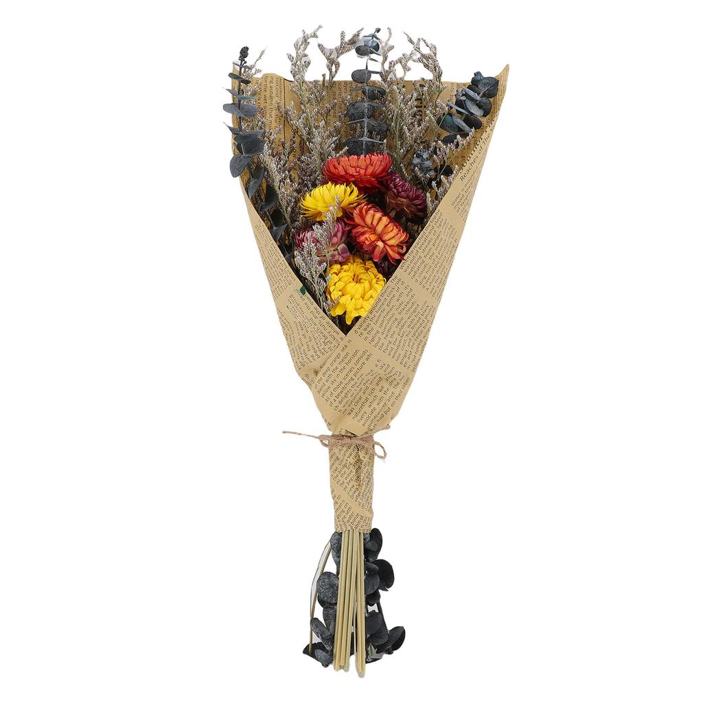 Torkad Blomsterbukett Elegant Vacker Torkad Krysantemumblomma med Stjälk för Bröllopsfest Vardagsrum Sovrum