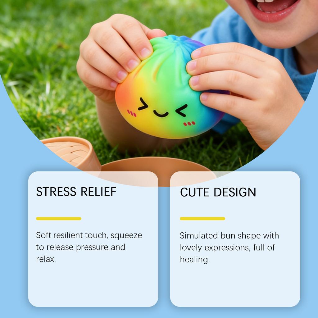 Needoh Regenbogen Brötchen Squishy Spielzeug Langsames Aufsteigen Stressabbau Niedliche Simulationsform Tragbares Druckspielzeug Für Erwachsene Büro Entspannung