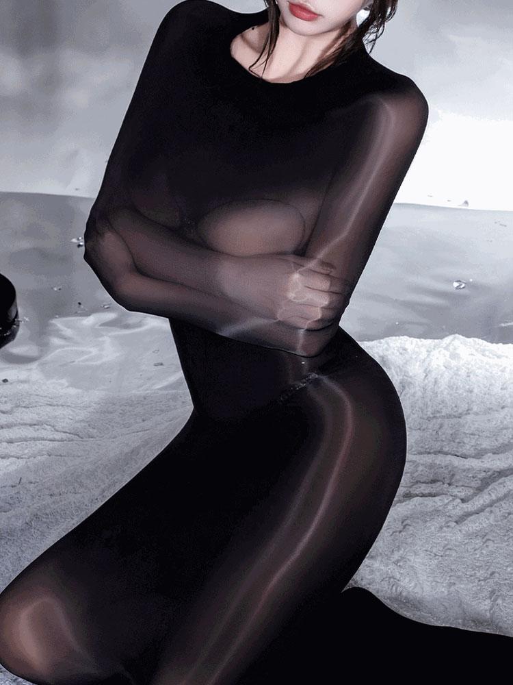 Oiled Full Body Stockings High Glossy Shiny Nylon Restrict Bodysuit Tights Bodyhose Sexy Lingerie