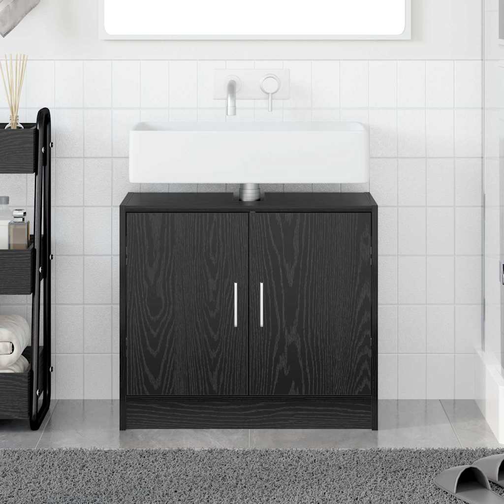 vidaXL Badezimmerschrank Schwarz Eichen-Optik 63 x 29 x 55 cm schwarz