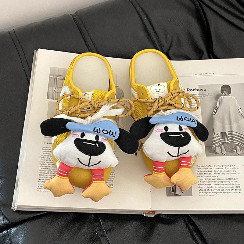 Fashion Retro Doll Accessories Bag Head Half Slippers Women's Summer Design Sense Mesh Casual Versatile Flat Bottom Slippers Tide