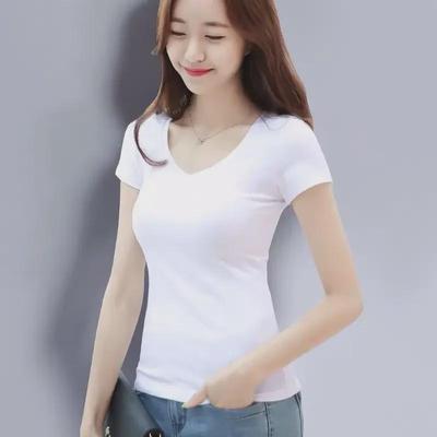 2022 Zomer Dames Koreaanse Stijl Puur Wit T-shirt - Grote Maat, Casual Slim Fit met Korte Mouwen