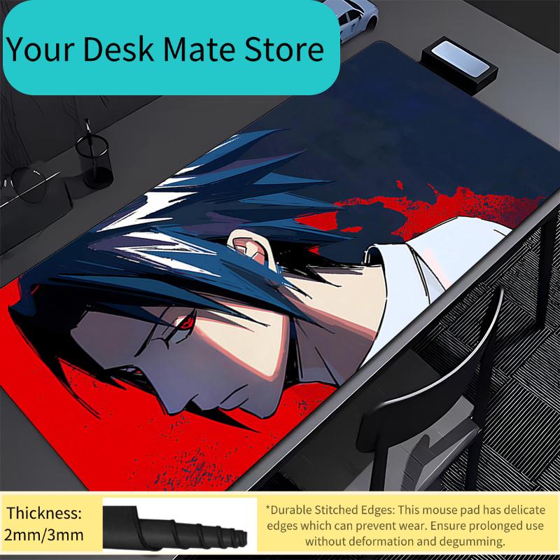 Mouse Pad Naruto Sasuke Office Professional E-sports Gamer Speed Gaming Rubber Keyboard Pad Notbook Desk Mat Edge White Mousepad