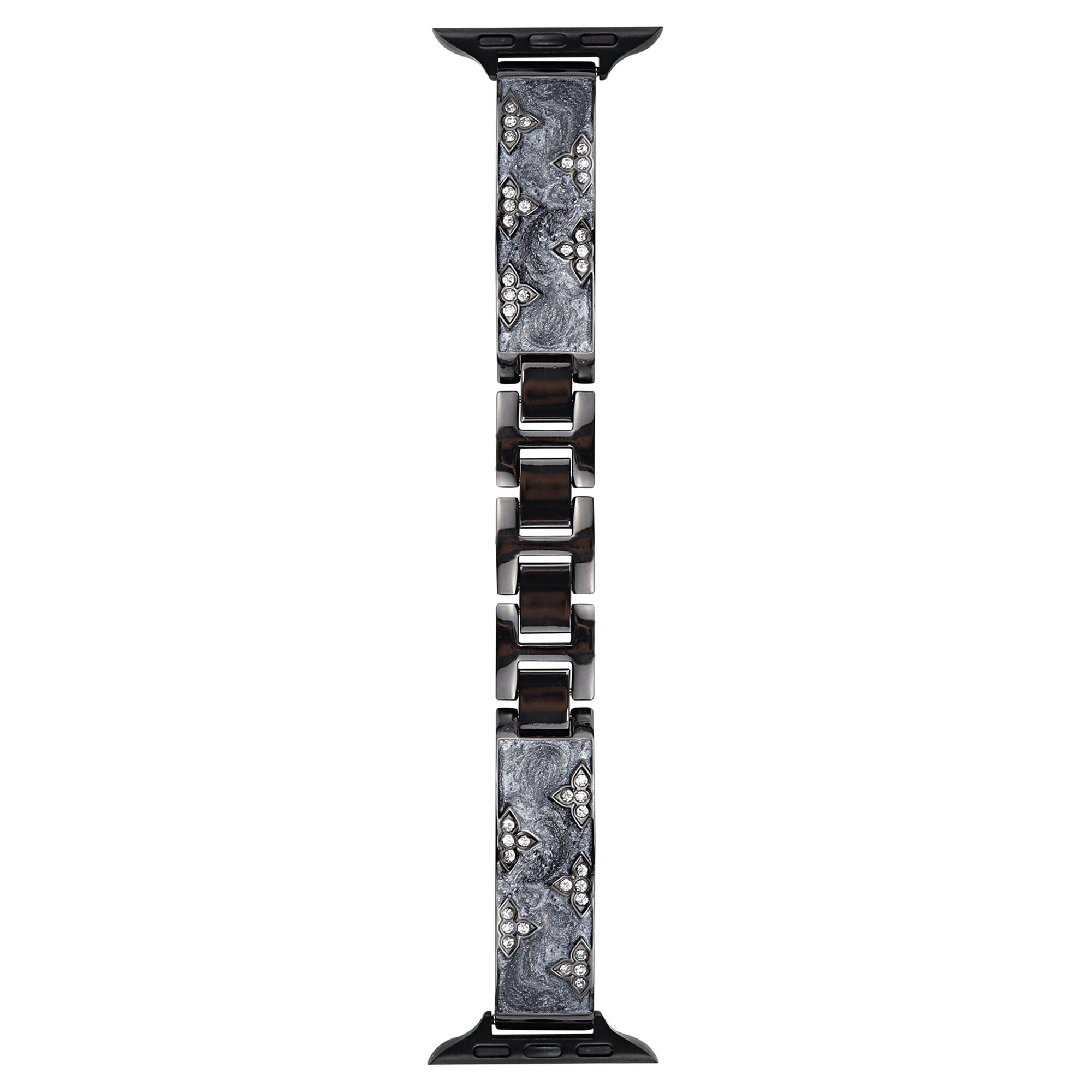 

Металлический ремешок с листьями из стразов для Apple Watch Series 10 42 мм/9 8 7 41 мм/SE (2023) SE (2022) SE 6 5 4 40 мм/3 2 1 38 мм Black