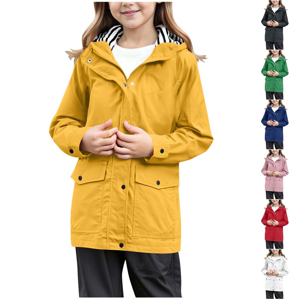 Girls' Outdoor Hiking Waterproof Hooded Jacket