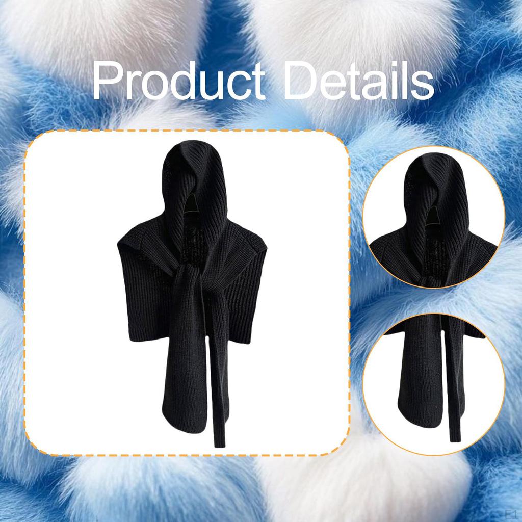 Knitted Scarf Neck Warmer with Hoodie for Women Autumn Men Female Winter