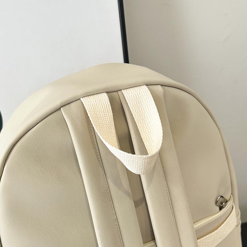 Minimalist Faux Leather Backpack Casual Daily Use Backpack for Women Simple Design Ideal for School Commute Travel and Everyday Outings No Pendant
