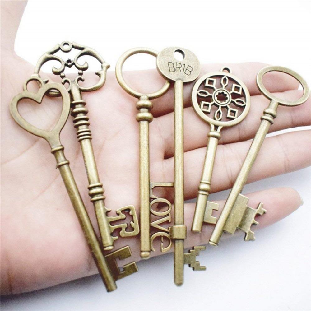 Vintage Key Pendant, Mixed, 12 Pieces/pack, DIY Antique Bronze Key Accessory, Notebook Pendant