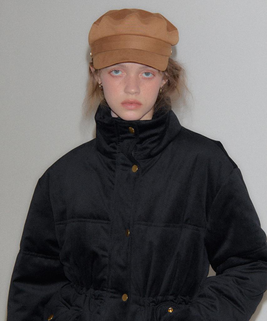 SALON DE YOHN Suede Button Hat_ Camel