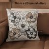 2D Floral Embroidered Pattern Decorative Pillow Covers Pattern Cushion Cover Suitable For Sofa Bedroom Car Pillow Cover