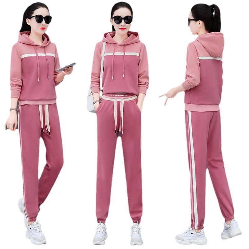 Trendy Women's Two-Piece Casual Suit: Spring/Autumn Hoodie & Long Pants Set