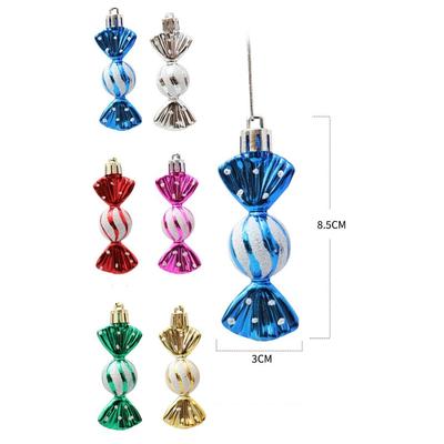 6 pièces Nouvelle Décoration Suspendue de Noël en Plastique Multicolore Rouge Doré Bonbon Ornement d'Arbre de Noël Boule Ornementale de Noël Électroplaquée