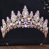 DIEZI Barock Luxus Rosenrot Kristall Diadem Krone Für Frauen Hochzeitsparty Neu Elegant Braut Brautblumenkranz Haarschmuck
