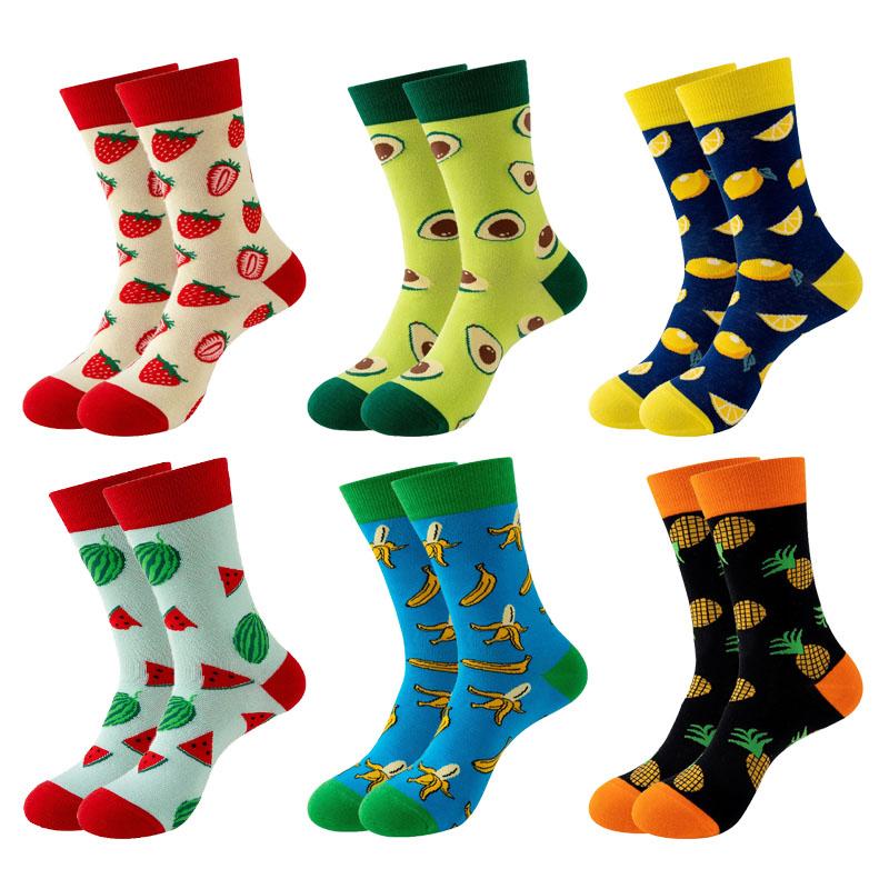 

6 пар новых милых забавных женских и мужских носков с изображением фруктов, лимона, банана, арбуза, авокадо, счастливых повседневных носков EU37-44 EU37-44