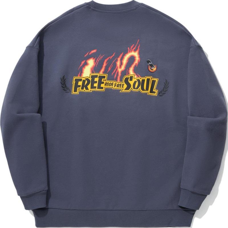 Li Ning Skateboard Series Comfortable Casual Loose Letter Print Pattern Round Neck Pullover Sweatshirt Unisex Sweatshirt Mushan-Blue AWDUB53-4