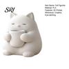 Cat Decor Mini Cute Figurine 3D Printed Drinking Tea Statue Healing Ornament Small Desktop for Living Room Bedroom Office Shelf Black And White