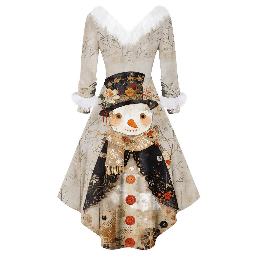 Vestidos estampados de fiesta de Navidad para mujer, vestidos vintage de Navidad a media pierna, vestidos casuales, vestidos de cóctel, vestidos de fiesta festivos