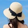 Spring and Summer Bow Webbing Sunshade Straw Hat Women's Wide-brimmed Beach Hat Versatile Vacation Sunscreen Bucket Hat