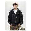 Herren S Locker Kurz Weite Silhouette Kapuzenpullover Freizeit Diagonal Reißverschluss Oberbekleidung