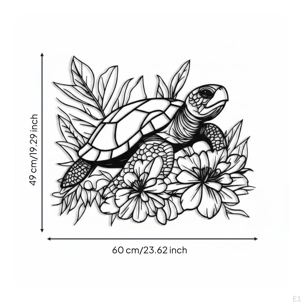 Metal Turtle Wall Art Decorative Cutout Sea Design Influenced for Living Room, Washroom
