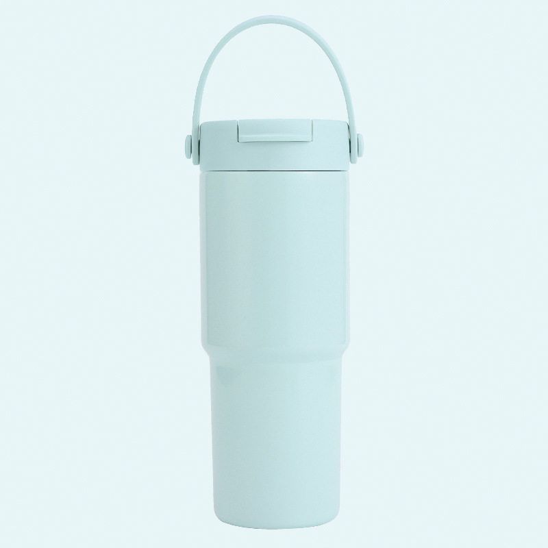 Ceramic Inner Coffee Cup with Handle, Large Capacity Thermos Cup, Portable Car-Mounted 30oz Car Ice Cup